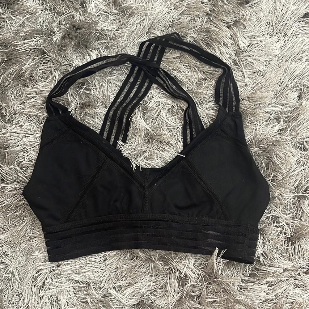 Black Striped Sports Bra KITTENISH by Jessie James Decker (XS) Extra Small.